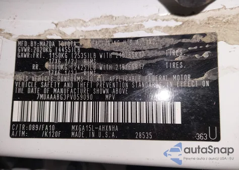 2023 Toyota Corolla Cross L из США, поврежденный, VIN 7MUAAABG3PV059090